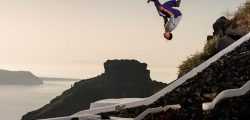 Red Bull leaping on Santorini