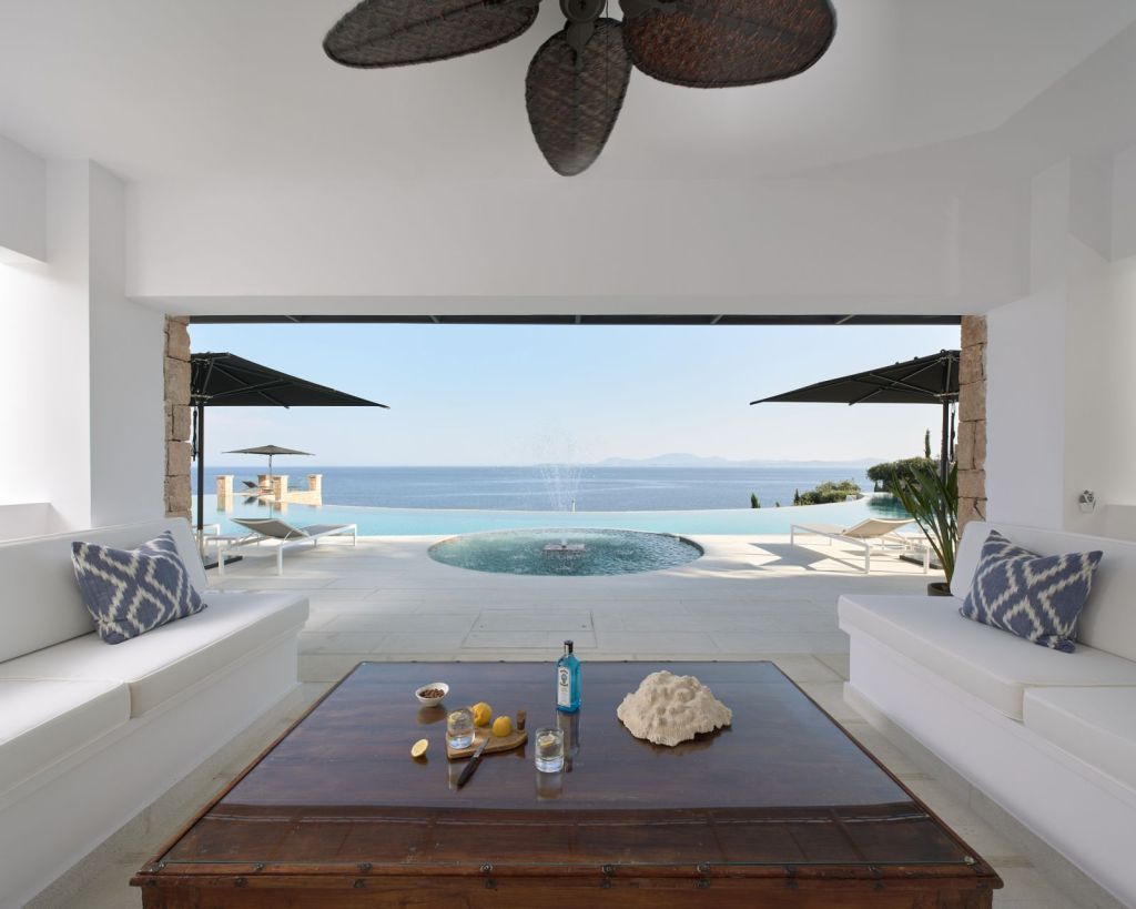 Corfu FFF pool cabana seating area