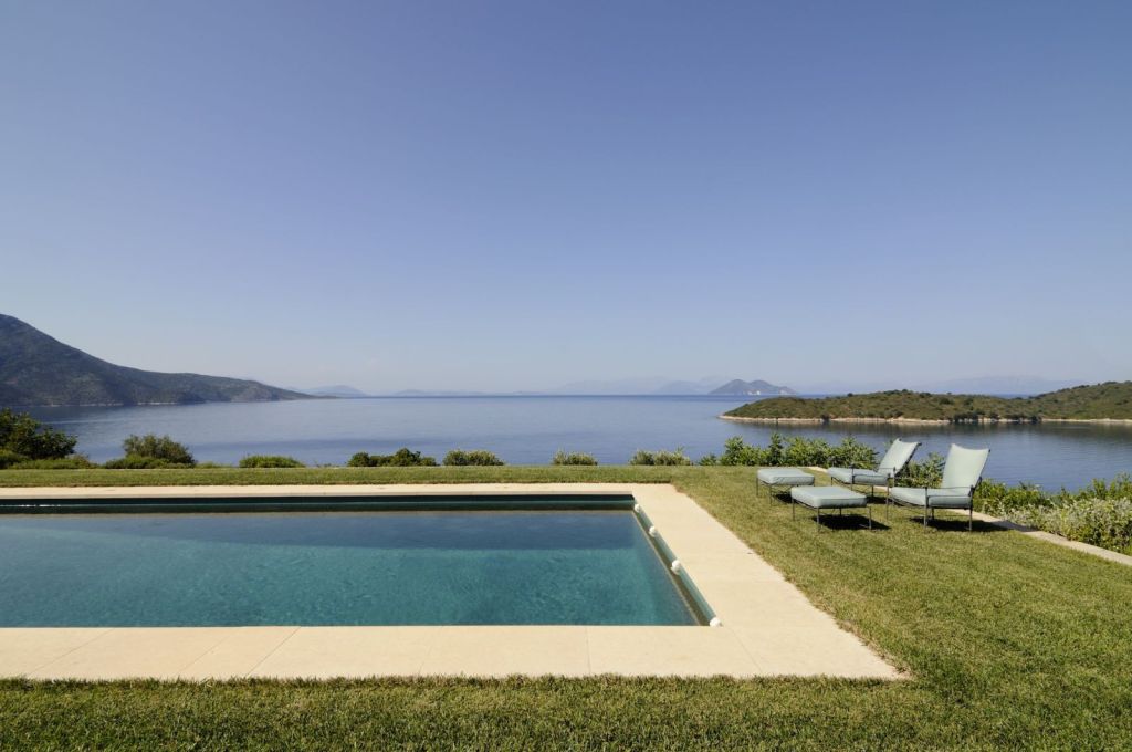 Ithaca AA villa pool and view