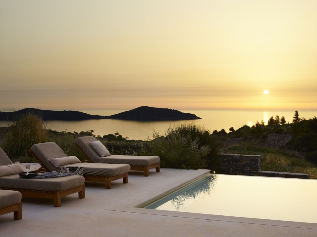 Aerial view of Crete EL villa and coastline