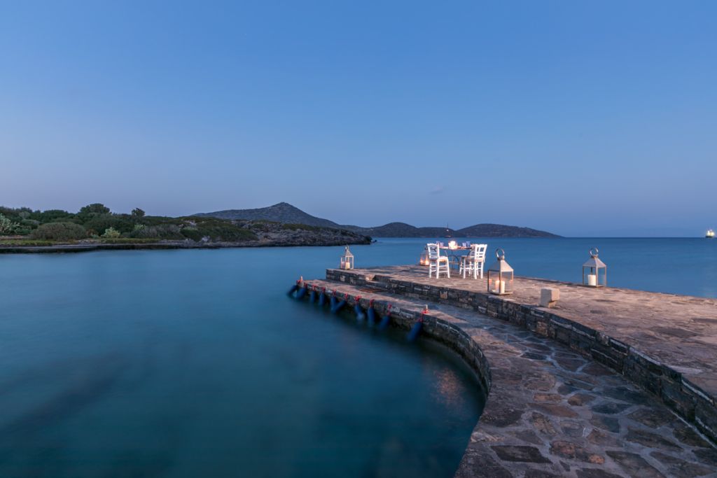 Dinner on the jetty at Crete Beach Villa
